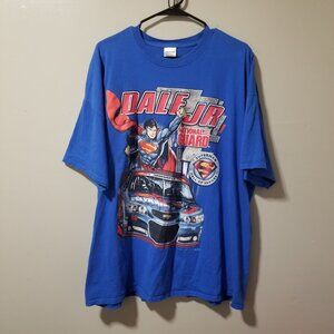 Dale Jr National Guard Superman Nascar T-Shirt Mens 2XL Blue Short Sleeve Crew